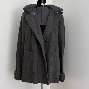 Topshop Wool Blend Hooded Pea Coat